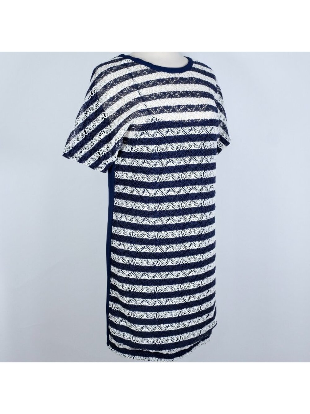 Louis Vuitton Fleur Dress 44 / Large Blue White Cotton Silk Lace Front LV logo